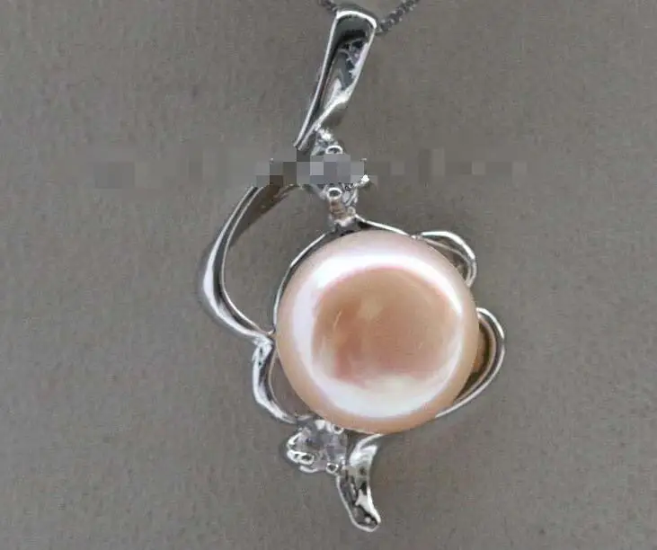 

FREE SHIPPING HOT sell new Style >>>>Genuine Natural 11mm Pink Pearl Pendant zircon fgh