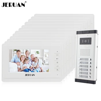 

JERUAN Apartment Doorbell intercom 12 Monitor 7`` Video door phone Intercom System HD IR COMS Camera for 12 Call Button 12 house