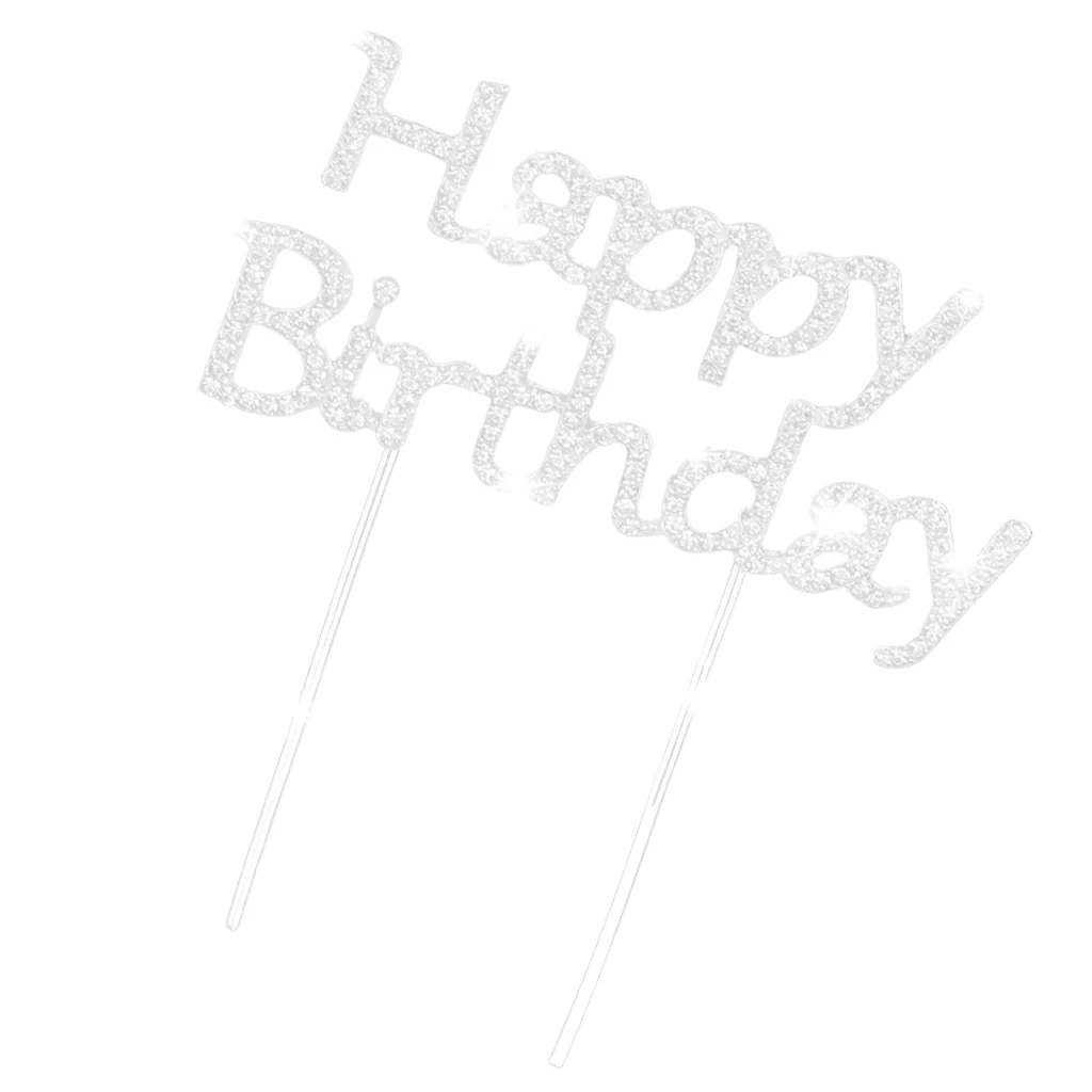 Happy Birthday Party Cake Topper Pick Sign Diamonte Crystal Rhinestone Cake Decorating Supplies for birthday party aniversary