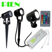 Литой алюминиевый 10 Вт 6 Вт 3 Вт светодиодный наружный прожектор ландшафтный светильник 12 В садовая лужайка лампа Спайк RGB белый+ IP67 адаптер питания 10 шт