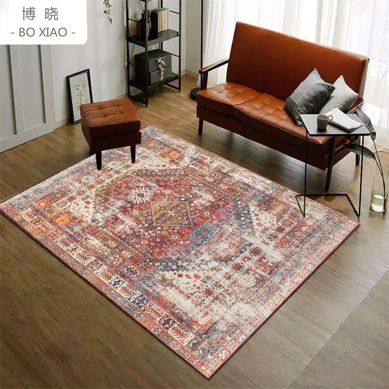 

European Rustic Style Carpet Retro Pad Bedside Blanket Doormat Anti-slip Area Rug For Living Room Prayer Bedroom Yoga Floor Mat