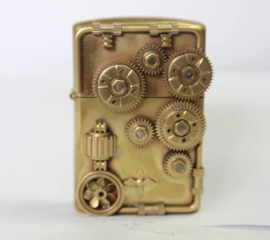 

Retro Steampunk Gear Linkage Gasoline Lighter Turbo Lighter Cigarette Accessories Petrol Lighters Cool Gifts Gadgets for Men