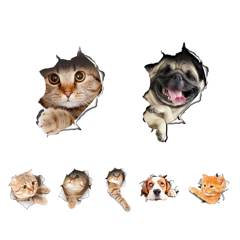 

Cute 3D Kitten Puppy Animal Wall Sticker Decal Art Wallpaper Toilet Sticker