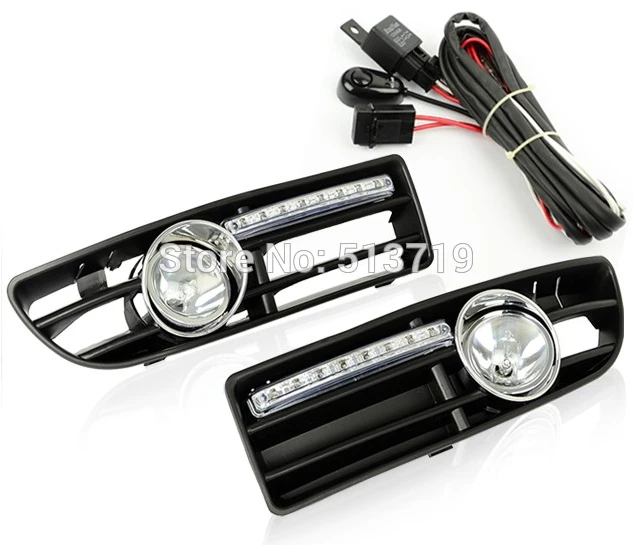 Free shipping Fit For 99 04 VW JETTA BORA MK4, FOG LIGHT + 8 LED