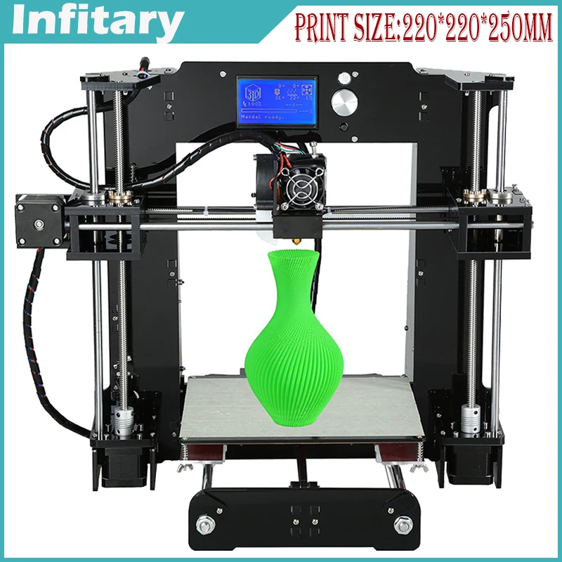 Upgradest A6 Big Size High Precision Reprap Prusa i3 DIY 3D Printer Kit with Aluminium Hotbed& 1 roll Filament&16G SD Card &LCD