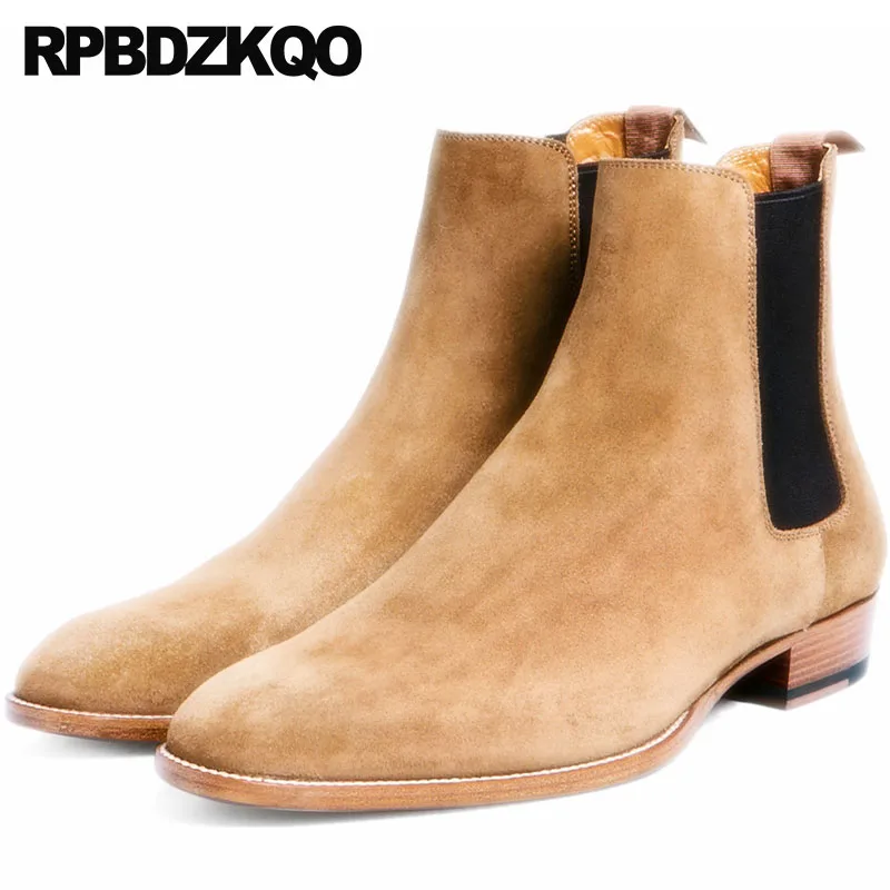 

Genuine Leather Suede Mens Winter Boots Warm Shoes Ankle 2021 Italian Slip On Booties Autumn Fashion Chelsea European Fur Fall