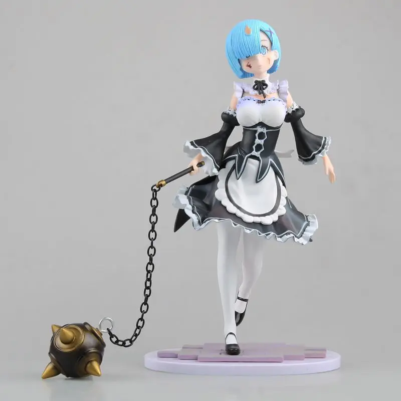 Re Life in a Different World from Zero Rem PVC Action Figure Toys Anime Apron Rem Meteor hammer Figuras Dolls 21cm  (6)