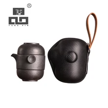 TANGPIN керамический чайник, чайники gaiwan с 2 чашками для пуэр, набор чайников, портативный дорожный чайный набор, посуда для напитков