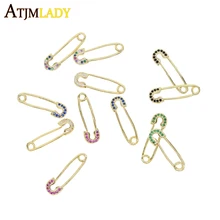 Минимальной micro pave Радуга зеленый Руди Белый cz маленький симпатичный, милый серьги закрывать и открывать булавка серьги-кольца, модные ювелирные украшения