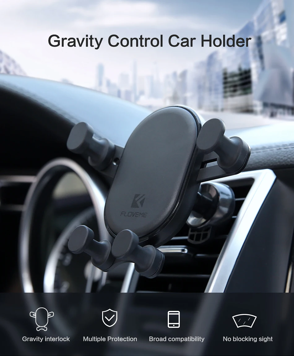 FLOVEME Gravity Car Phone Holder For iPhone X XS Max XR Air Vent Mount Car Holder For Samsung S9 OPPO Phone Stand Telefon Tutucu