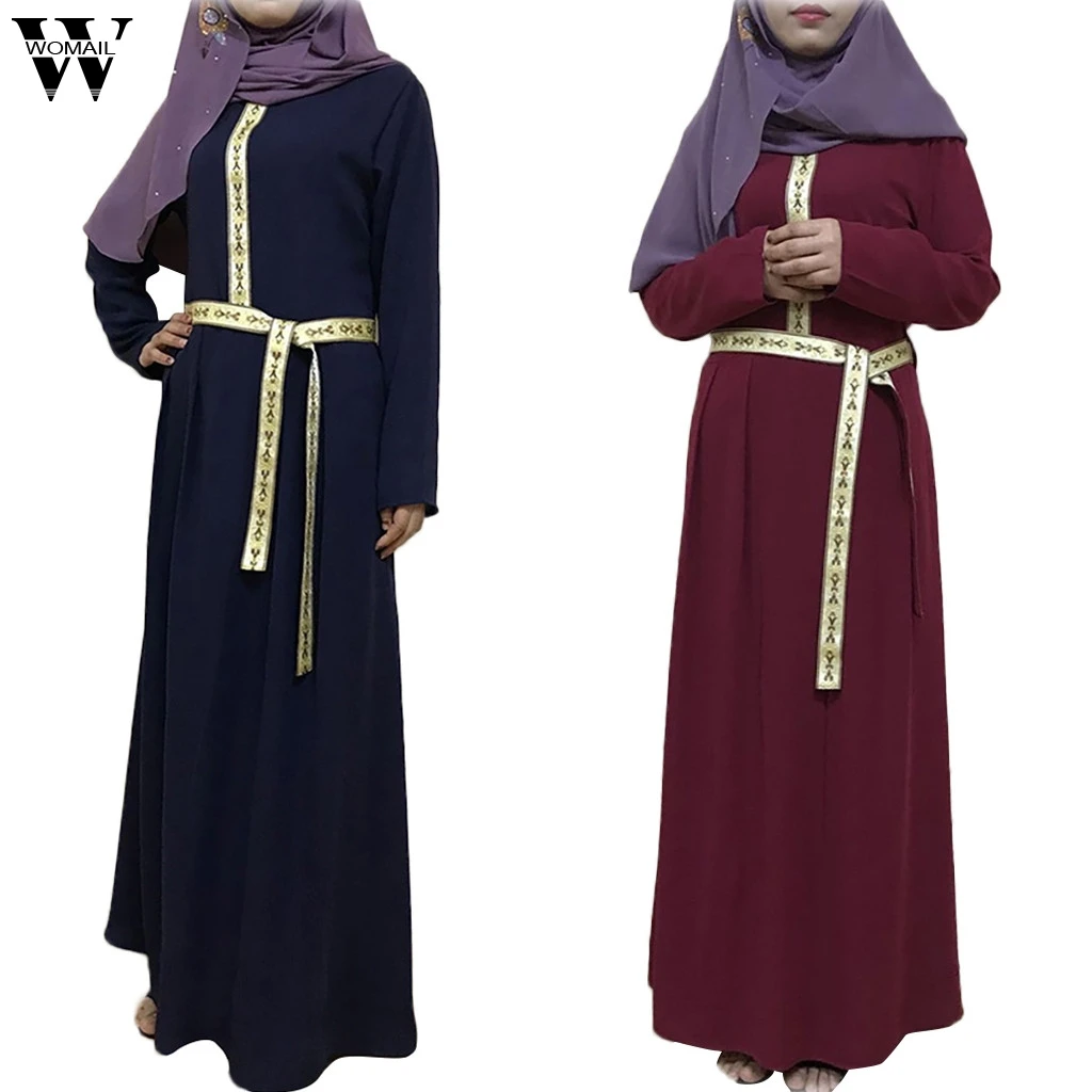 

Womail Muslim dress Women Kaftan Islamic Abaya Long Sleeve Elegant Loose Muslim Party Dubai Dress Maxi dress Fashion New 2019 A9