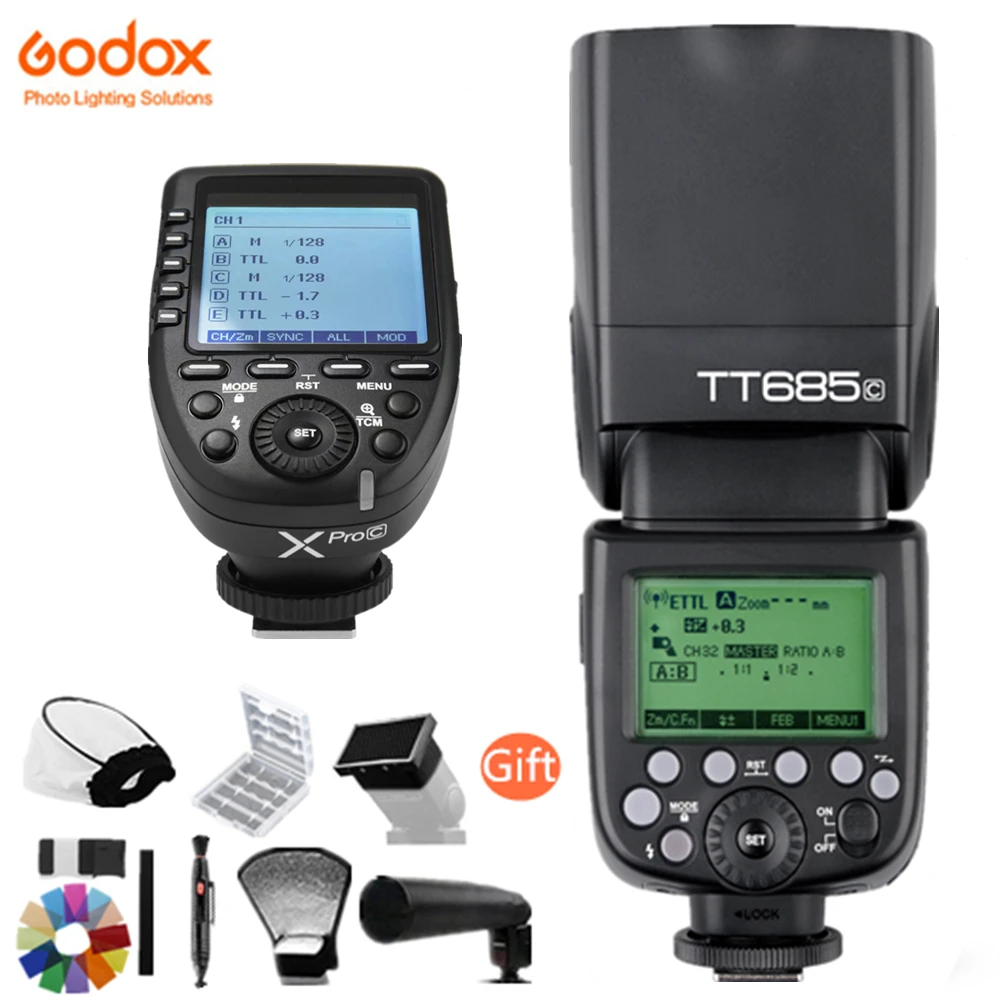 

Godox TT685 TT685C 2.4G Wireless TTL High-speed 1/8000s GN60 Flash Speedlite + X1T-C trigger XPro-C Transmitter for Canon Camera