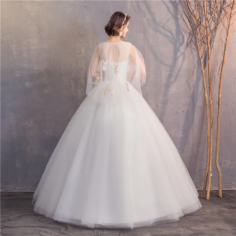 US $49.40 2019 Lace White Ball Gowns Illusion Wedding Dresses For Bride Dress Gown Elegant Delicate Lace Pattern Wedding Dress085