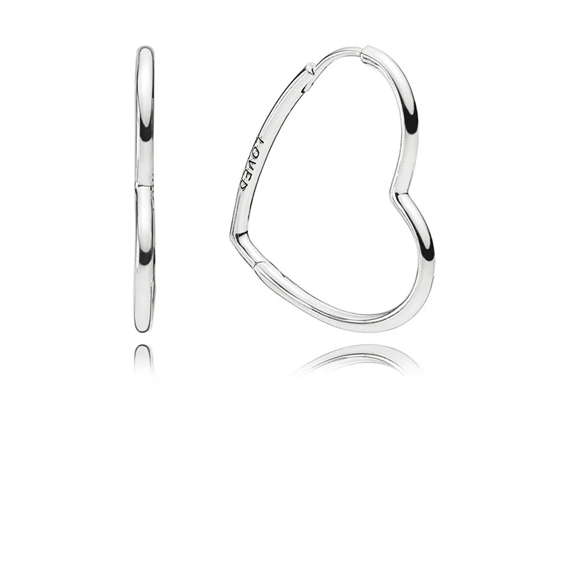 

925 Sterling Silver Asymmetric Hearts of Love Earrings for Women Silver 925 Earring Fashion Wedding Engagement Jewelry Earrings