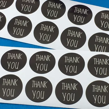 

600PCS/Lot 3cm Black THANK YOU Round Custom Adhesive Sticker Labels Scrapbook Envelop Classic Paper stickers Accept custom logo
