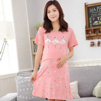 

2019 Summer Maternity Sleepwear Cartoon Pregnant Nigthgown Dress Plus Size Breastfeeding Pregnancy Feeding Nightwear Pajamas
