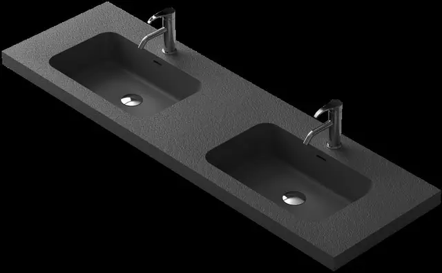 1800mm Bathroom Solid Surface Black Washbasin Rectangular Corian