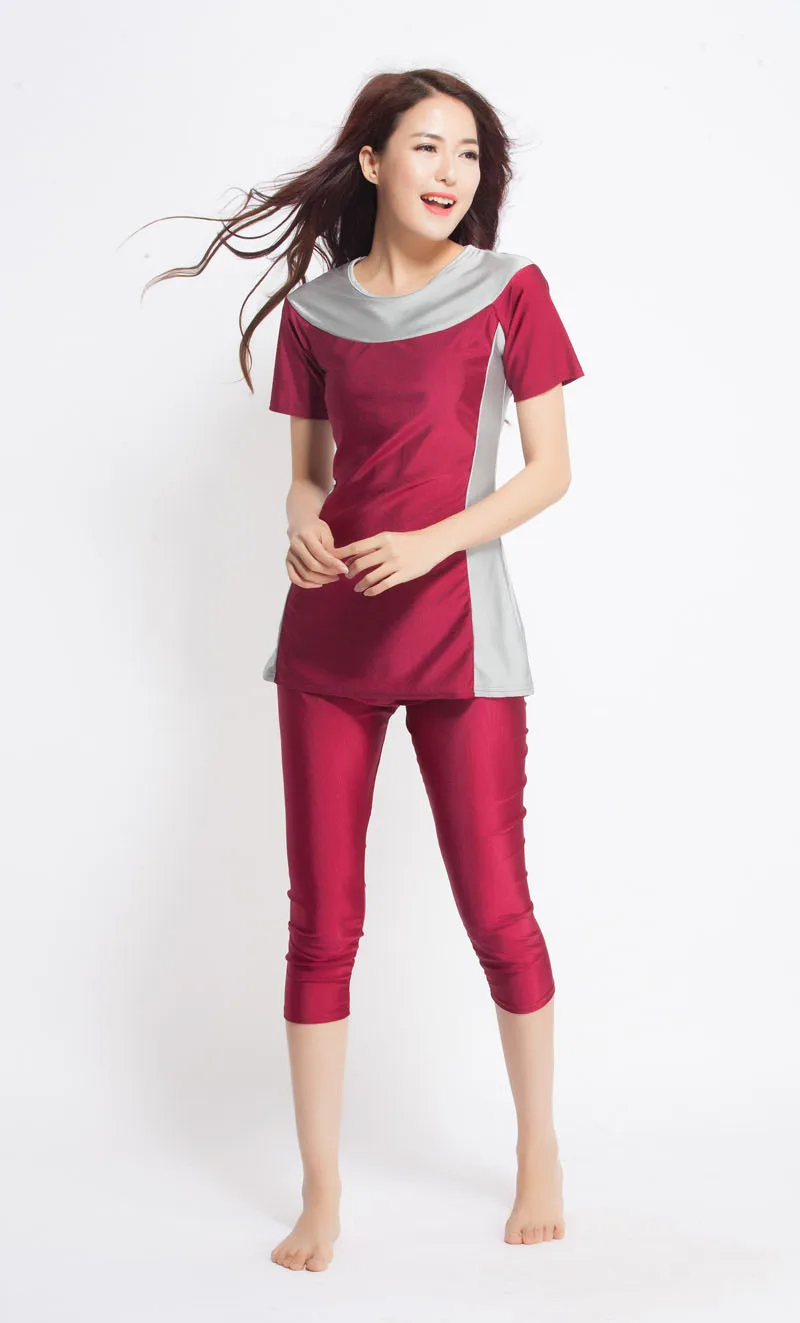 XS 3XL женский Мусульманский купальник с коротким рукавом скромный консервативный