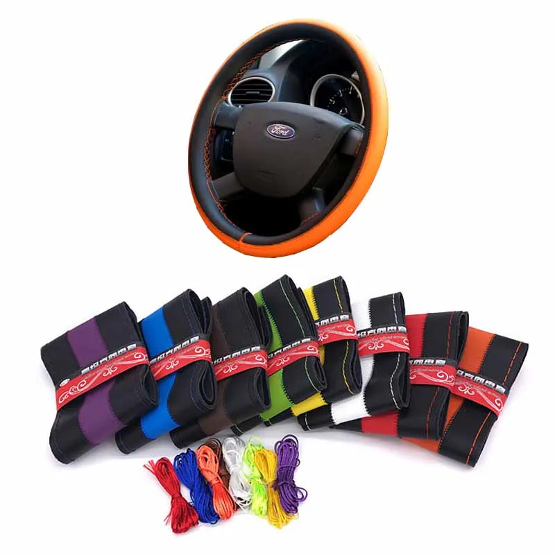 

Colorful Braided microfiber leather cover on the steering wheel of the car braid case steering-wheelcover 38 cm covers