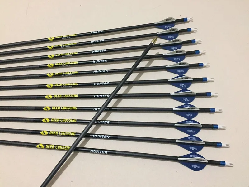 

100% pure carbon arrow spine340 ID6.2mm bohning nock 100grain replaced arrowhead arrow insert for coundpound bow hunting