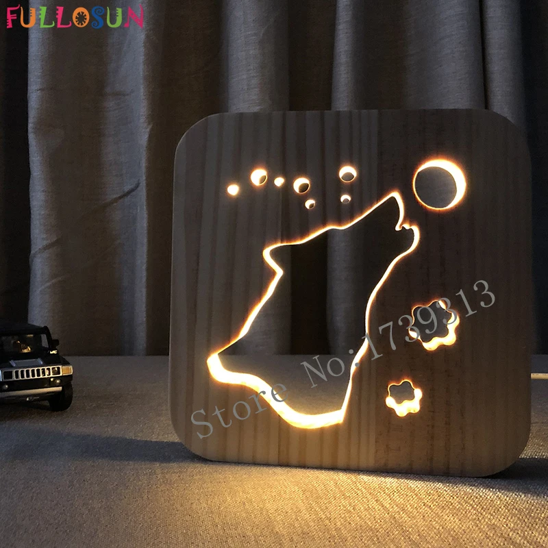 Деревянный светильник для детской спальни, декоративный теплый светильник светодиодный USB ночной Светильник для детского дня, подарок, Прямая поставка