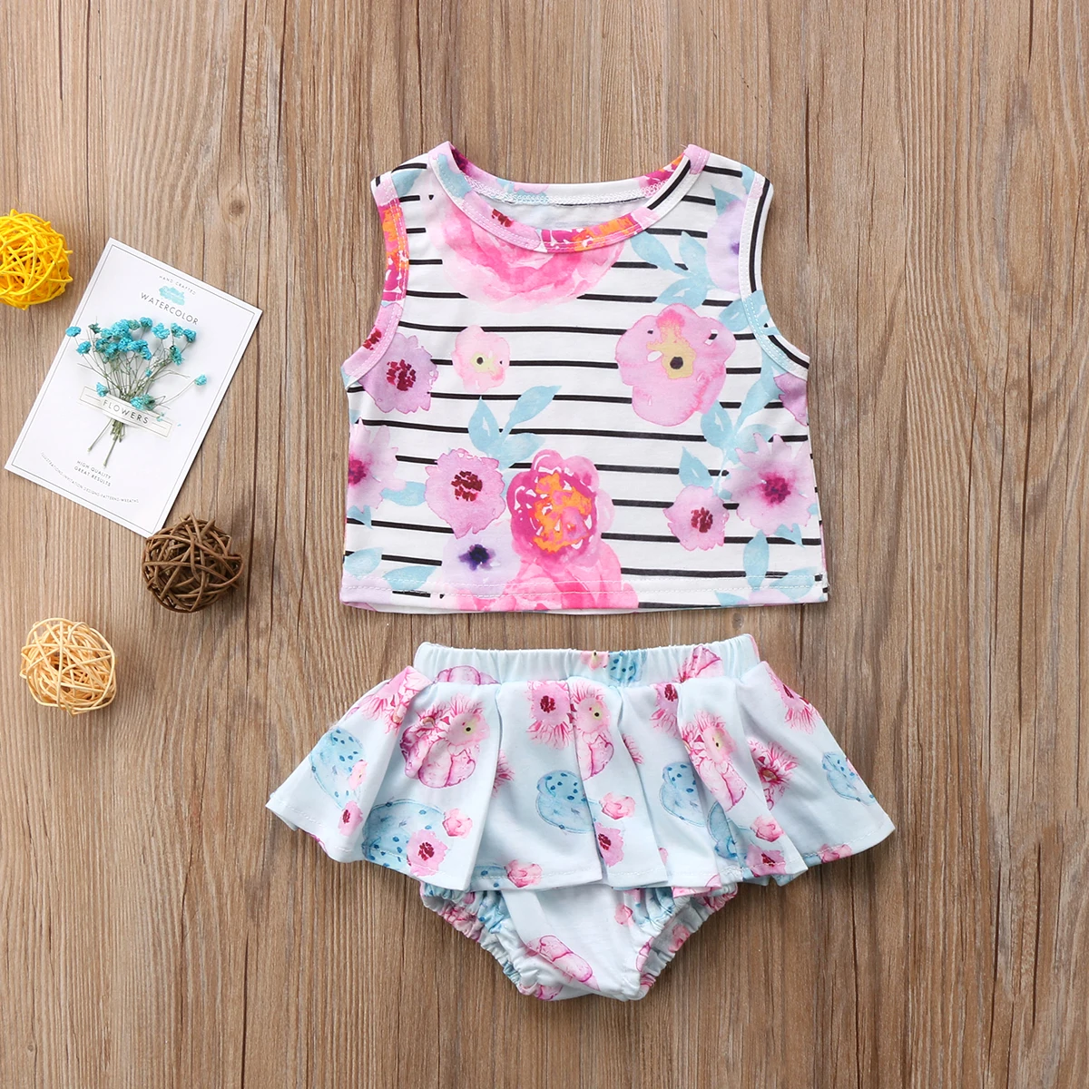 2PCS Toddlers Kids Baby Girls Tank Tops And Pants Shorts Dress Outfits