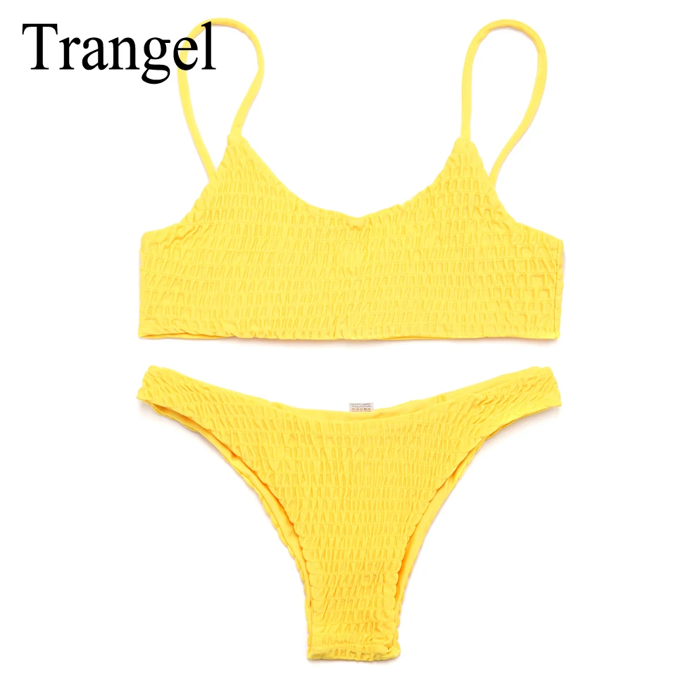 

Trangel bikini brazilian swimwear women sexy thong swimsuit summer wear solid bikini set bandeau trajes de bano women 2017