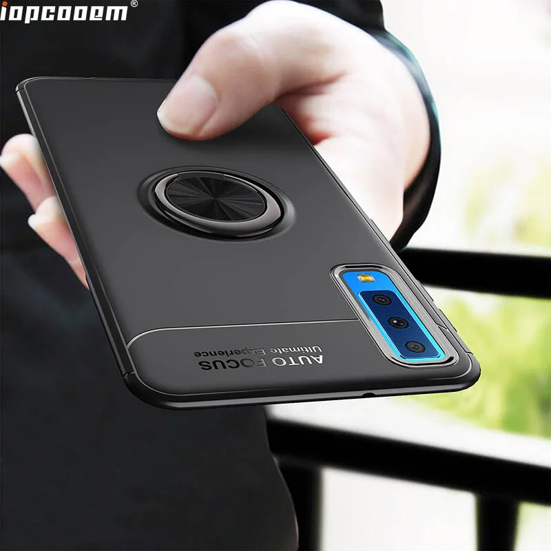 

For Samsung Galaxy A7 2018 Case Finger Ring Car Magnet Holder Soft Silicone Back Cover For Samsung Galaxy A7 2018 Coque 6.0 inch