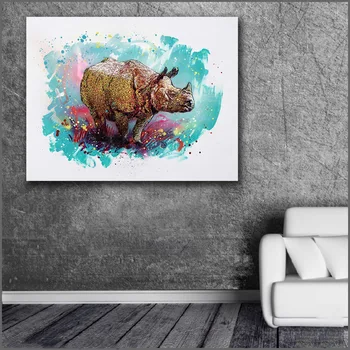 

Large size Printing Oil Painting Fashion Rhinoceroses wall art canvas prints pictures for living room and bedroom Unframed