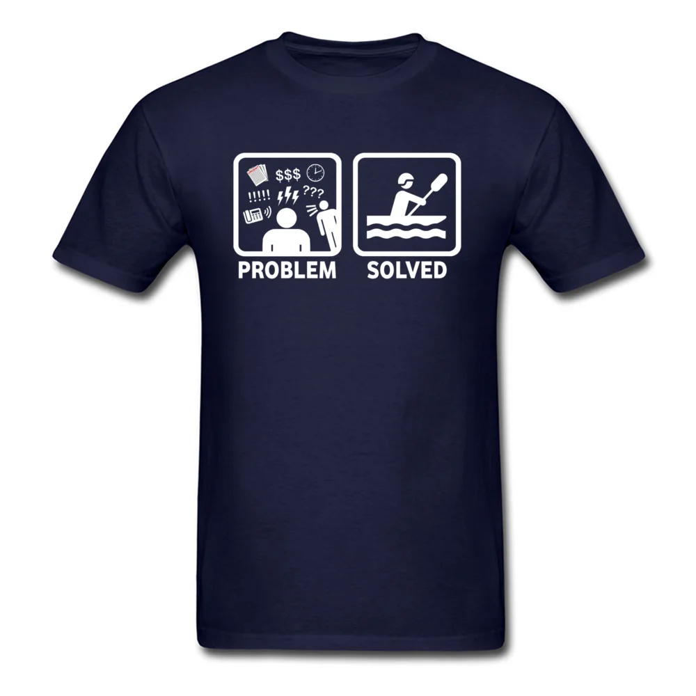 Funny Rafting Problem Solved 15931 Men Funny Comics Tops T Shirt Crewneck Fall 100% Cotton T-Shirt Camisa Short Sleeve Tees Funny Rafting Problem Solved 15931 navy