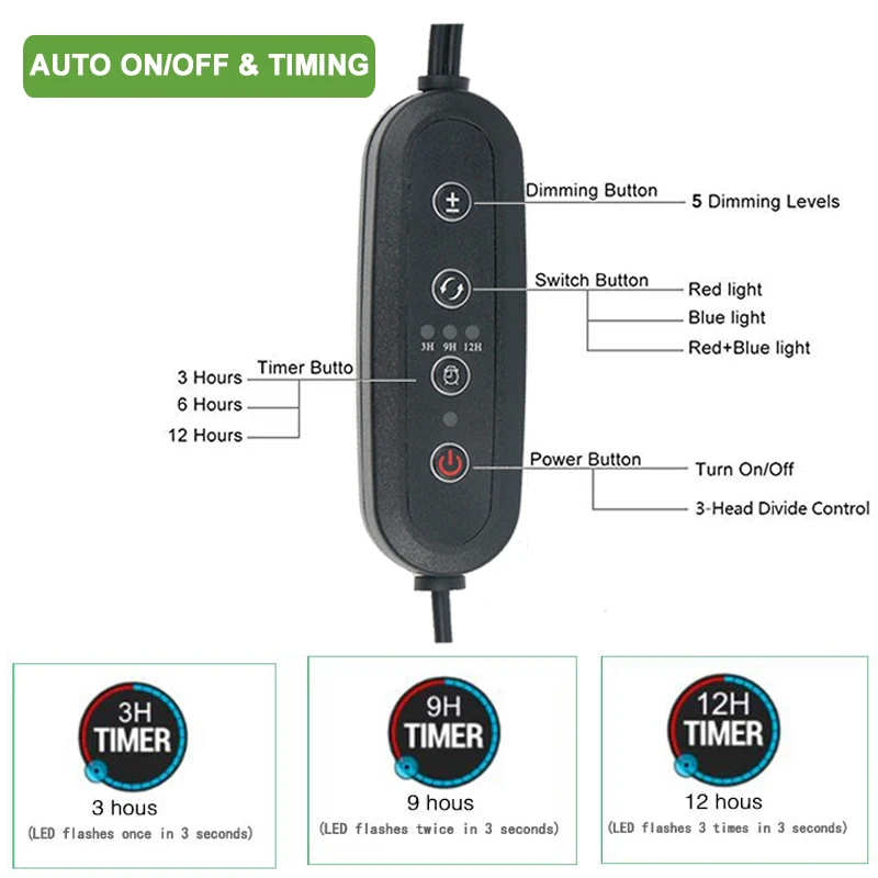 Baratos Luz Led de crecimiento 9W 18W 27W Timer lámpara Fito para plantas Caja de cultivo de espectro completo luz USB 5 regulable para plantas de interior plántulas led