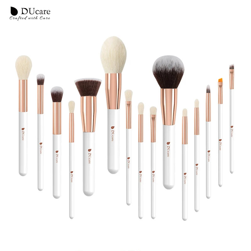 

DUcare 15PCS Makeup brushes set brushes Pearl White Professional Beauty Make up brush Natural hair Foundation Powder Blushes