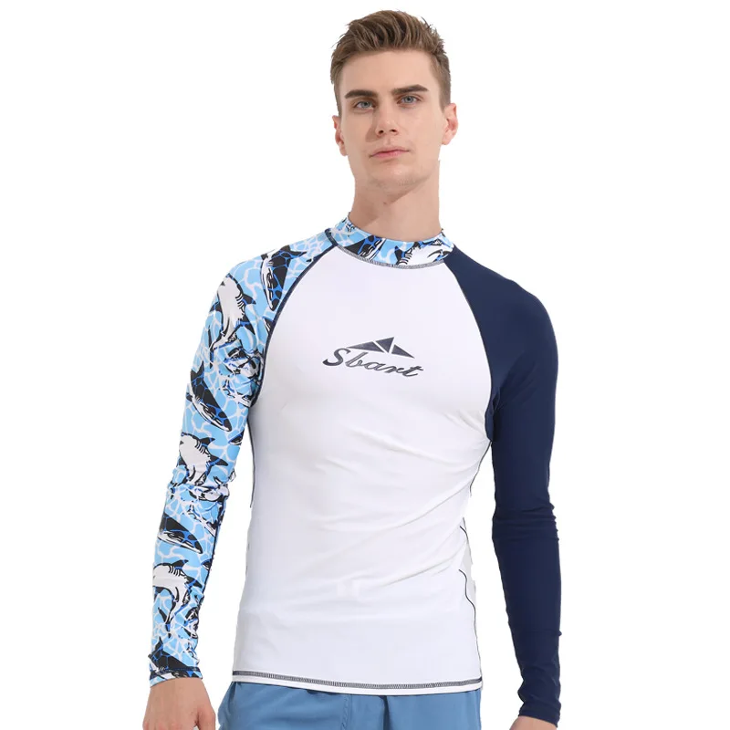 

SBART 2018 Rash Guard Man Surf Rashguard Swimsuit Long Sleeve Surfing Bathing Suits For man Surfing Diving Swimming T Shirt