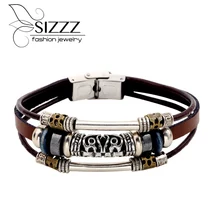 SIZZZ 21 см длинный европейский и американский стиль дикая Личность ретро кожаный браслет и браслеты для мужчин