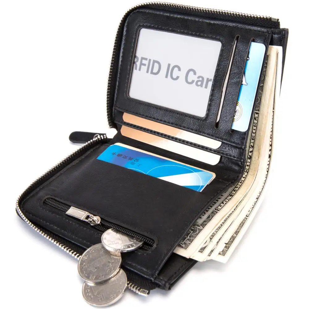

2019 New men's Short Wallets For men Business fashion Zippe Wallet Purse Multicolor Fashion Black coffee Zipper Moneybag In man