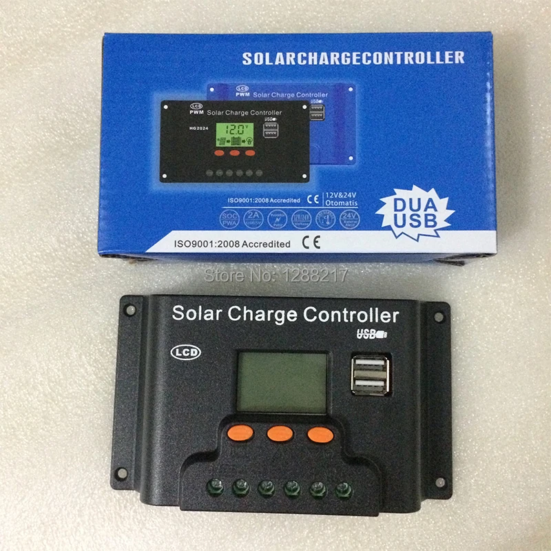 

30A20A10A 12V/24V Auto. Backlight LCD PWM Solar Charge Controller with Dual USB 5V Output Adjustable Solar Regulator