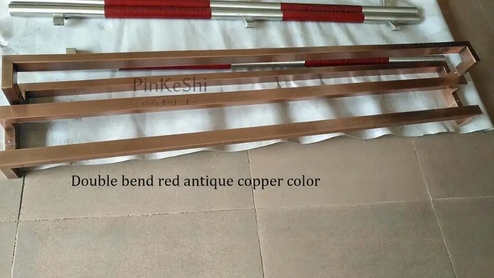 Стеклянная дверь роскошная ручка деревянная дверь черный цвет нержавеющая сталь Дверная фурнитура Длинные ручки 1800 мм - Цвет: red copper both bend