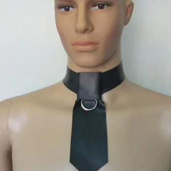 

100%Latex men tie with buckle on the back cosplay party fashion accessories