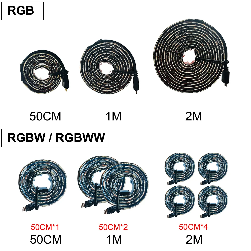 USB Светодиодные ленты светильник 5050 RGB/RGBW/RGBWW 50 см, 1 м, 2 м, с радиочастотным пультом дистанционного управления для ПК ТВ фон светильник ing гибкий Светодиодные ленты 5V