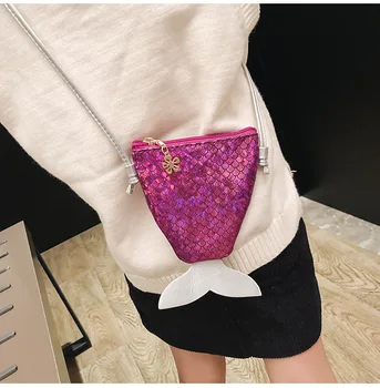 

6 Color New PU Mermaid Tail Kids Shoulder Coin Bag Baby Girls Mini Messenger Bag Cartoon Boys Small Coin Purse Children Handbag
