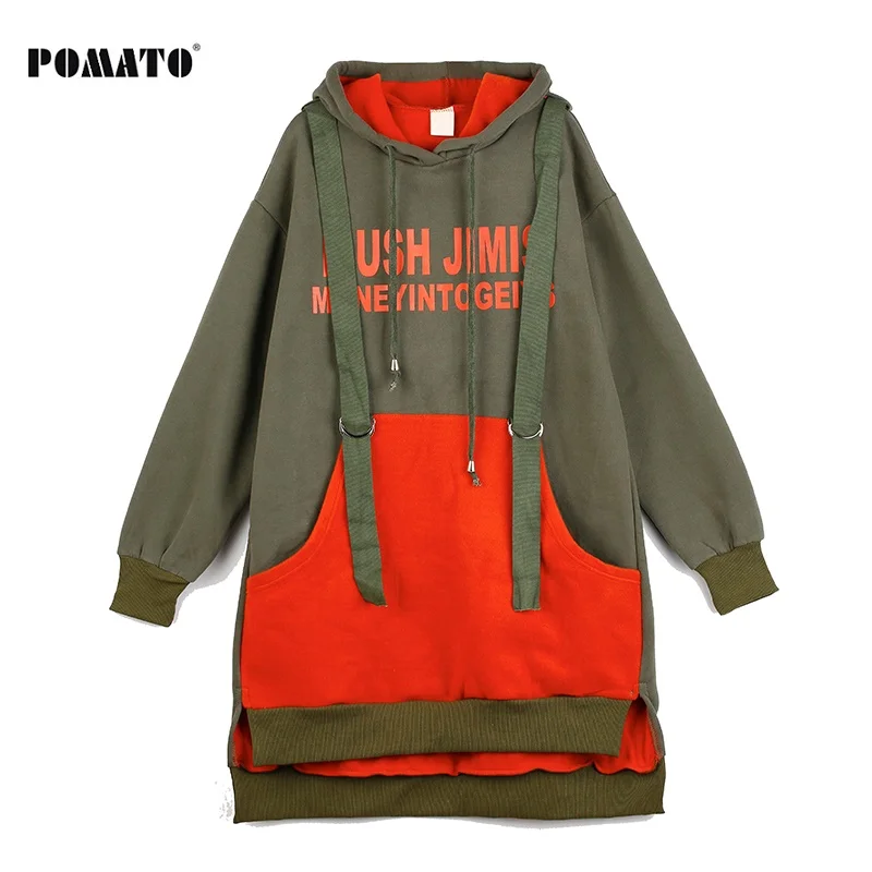 

Melinda Style 2017 new women fashion sweatshirt letter printing pattern red and green contrast colors hooded pullover top