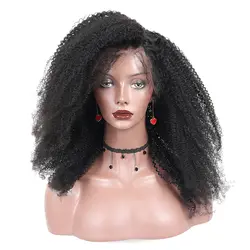 Афро кудрявые вьющиеся волосы на фронте человеческих волос парики с волосами младенца предварительно выщипанные волосы 13x4 бразильские