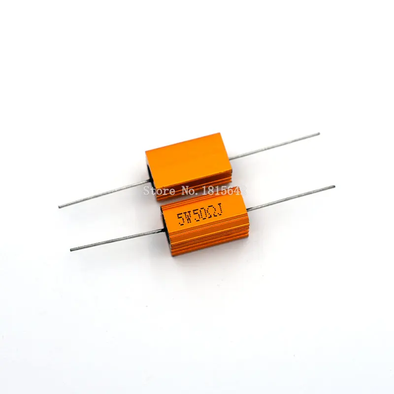 

2PCS RX24 5W 50R 50RJ Power Metal Shell Aluminium Gold Resistor High Power Resistance Golden Heat Sink Resistor 5Watt 50 ohm