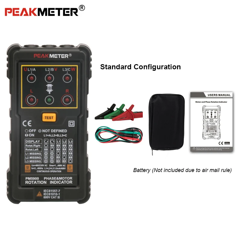 Peakmete PM5900 индикатор вращения двигателя и фазы трехмоторный последовательный