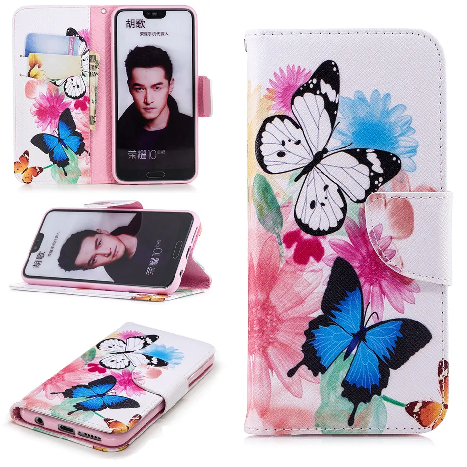 

Cases For Huawei P Smart Plus P9 P20 P30 Pro Mate 10 20 Lite Y5 Y6 Y7 2018 Luxury Capa Sunflower Tree Plum PU Leather Coque E07Z