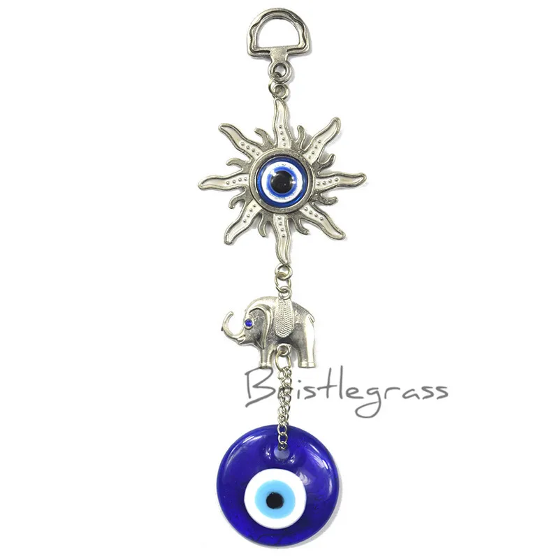 

BRISTLEGRASS Turkish Blue Evil Eye Sun Elephant Wall Hanging Pendant Pendulum Amulets Lucky Charm Blessing Protection Home Decor