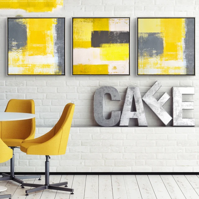 Modern Home Decor Yellow And Grey Abstract Painting Decorative Modern Home Decor Yellow And Grey Abstract Painting Decorative Canvas Paintings For Living Room Sofa Backdrop