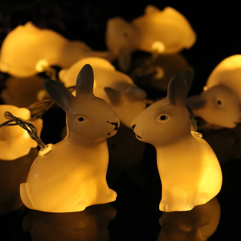 

LED Rabbit String LightsEaster Decorations Rabbit Holiday Party Xmas Tree Light 1.5m 10leds Battery Powered Garland Wielkanoc