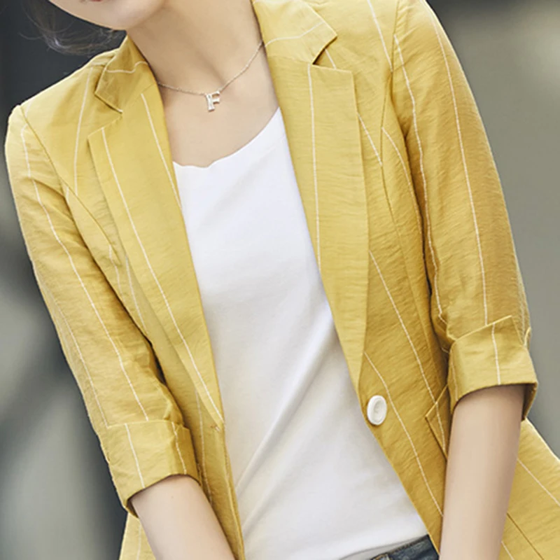 women blazer turn down collar slim Spandex blazer mujer 2019 Solid color Striped Casual retro vogue blazer New arrive fashion