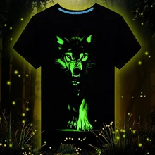 New Arrival Cool 3D Wolf Cotton Glow in The Dark Luminous Short Sleeve T-Shirt Tee Top